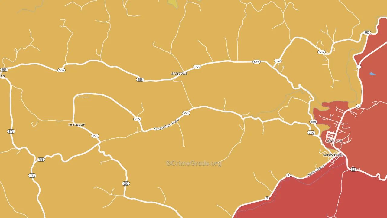 Bigstone, KY Map of Arson Rates