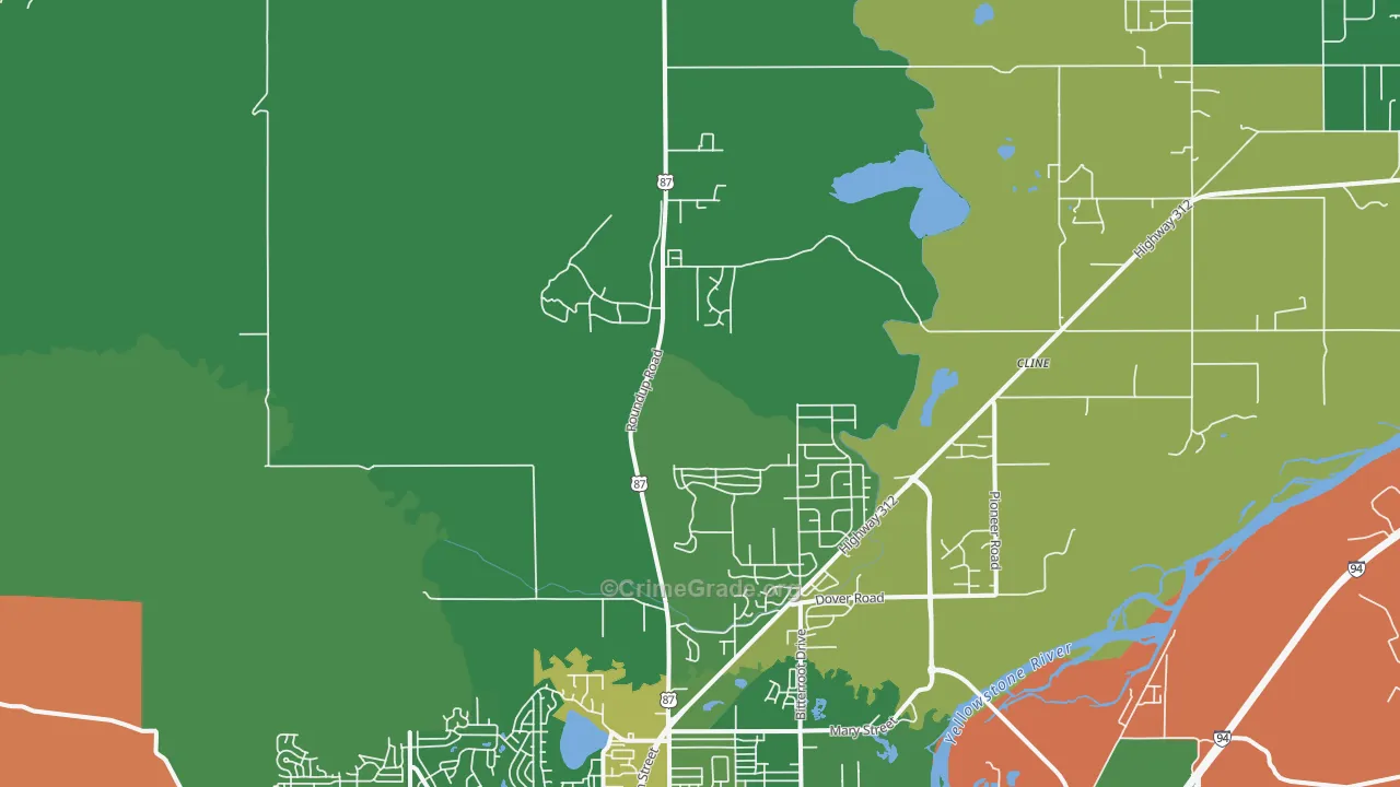 Billings Heights, MT Map of Arson Rates