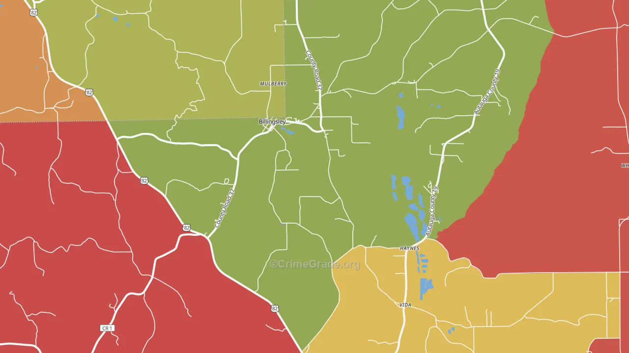 Billingsley, AL Map of Arson Rates