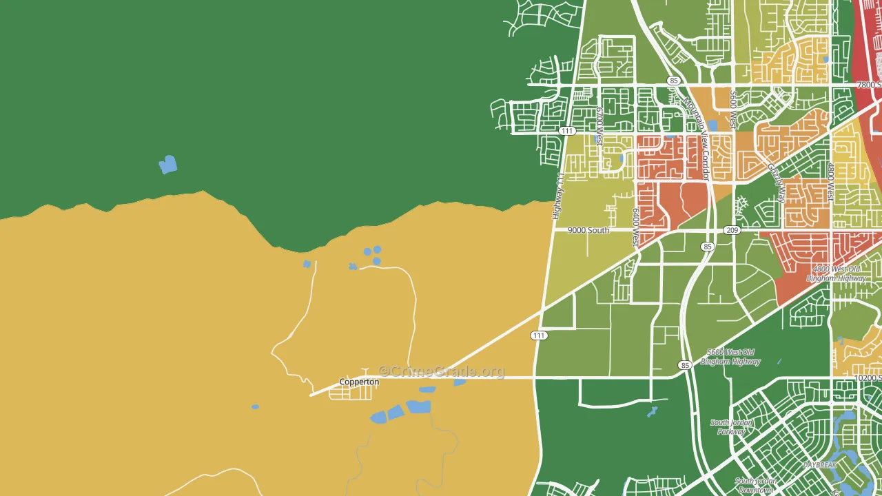 Bingham Canyon, UT Map of Arson Rates