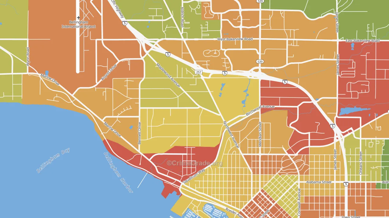 Birchwood, Bellingham, WA Map of Arson Rates