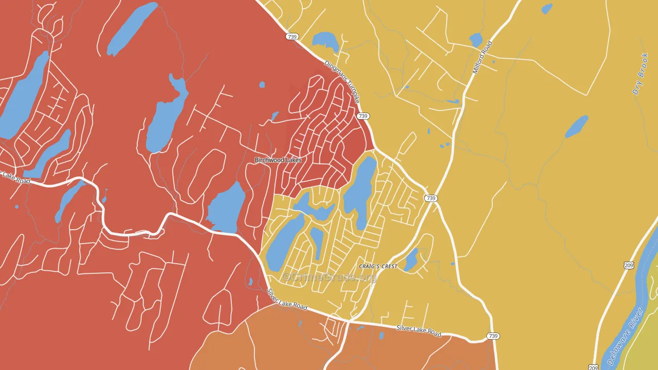 Birchwood Lakes, PA Map of Arson Rates