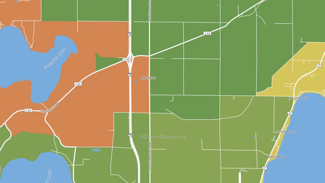 Birchwood, MI Map of Arson Rates