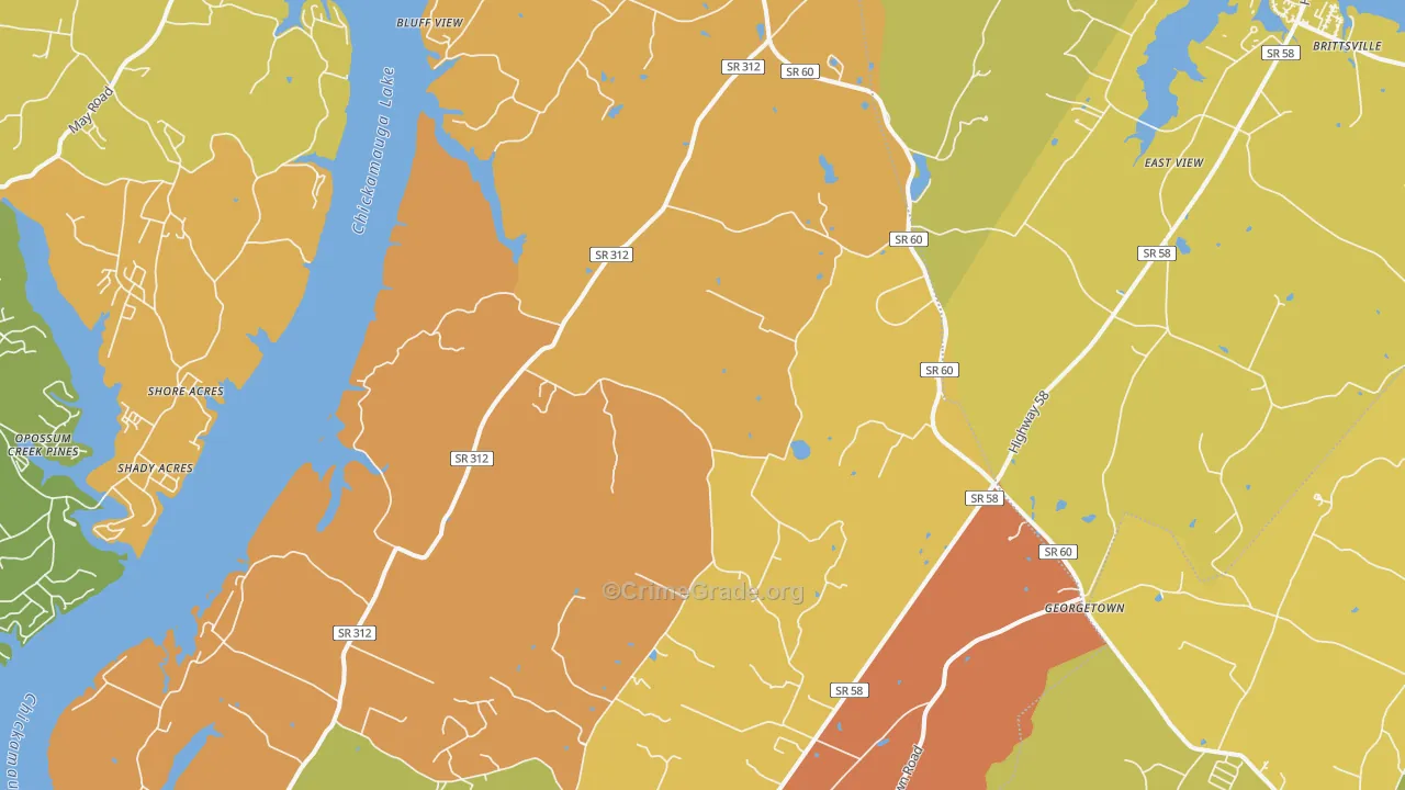Birchwood, TN Map of Arson Rates