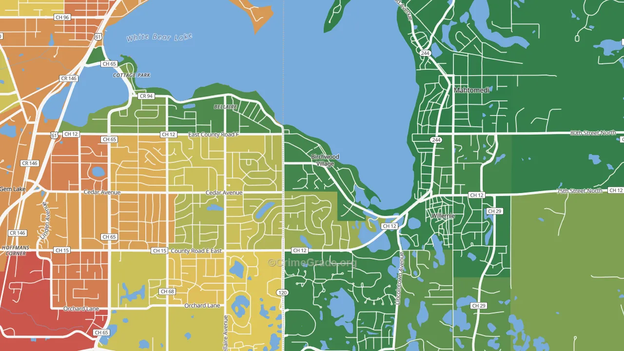 Birchwood Village, MN Map of Arson Rates