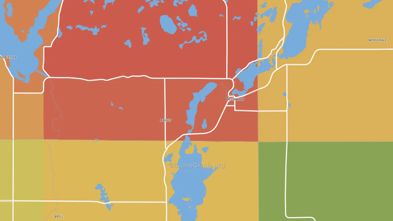 Birchwood, WI Map of Arson Rates