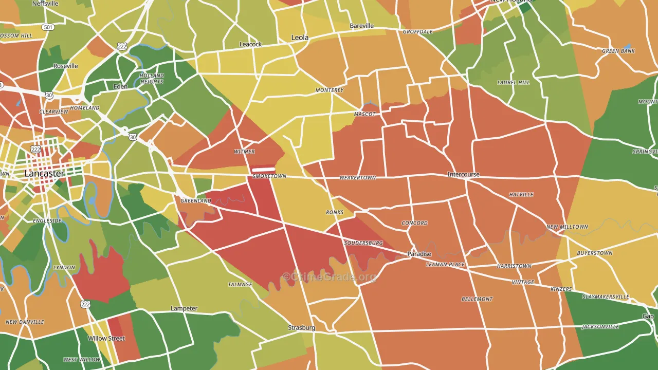 Bird-in-Hand, PA Map of Arson Rates