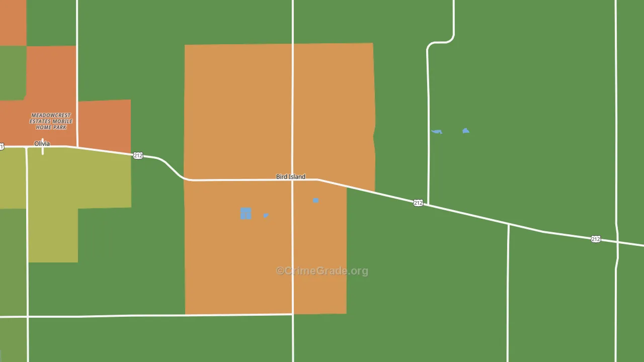 Bird Island, MN Map of Arson Rates