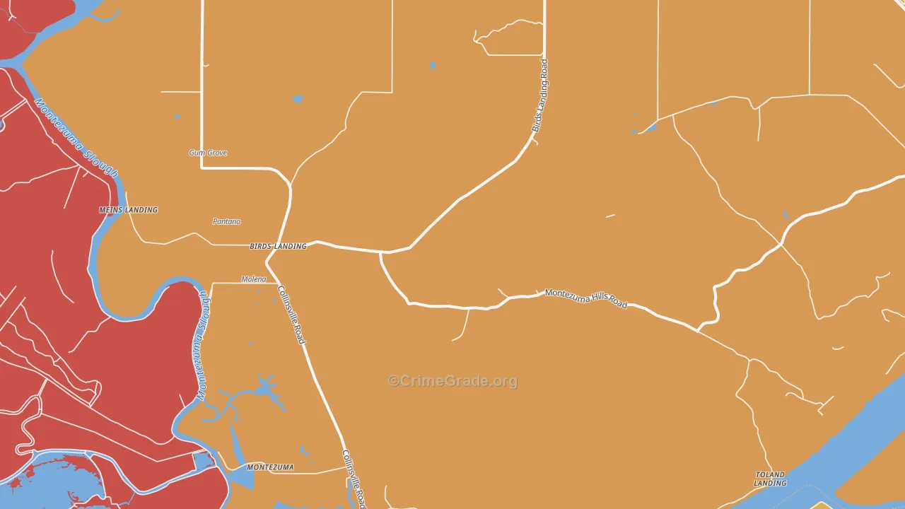 Birds Landing, CA Map of Arson Rates