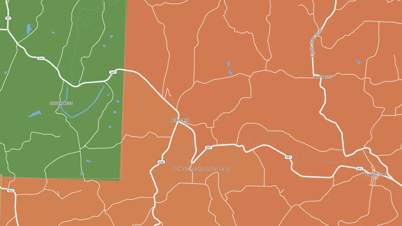 Birds Run, OH Map of Arson Rates