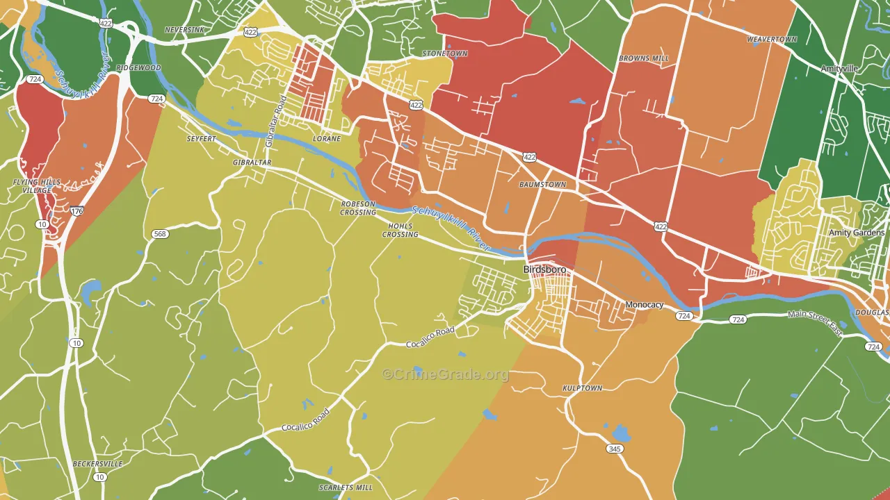 Birdsboro, PA Map of Arson Rates
