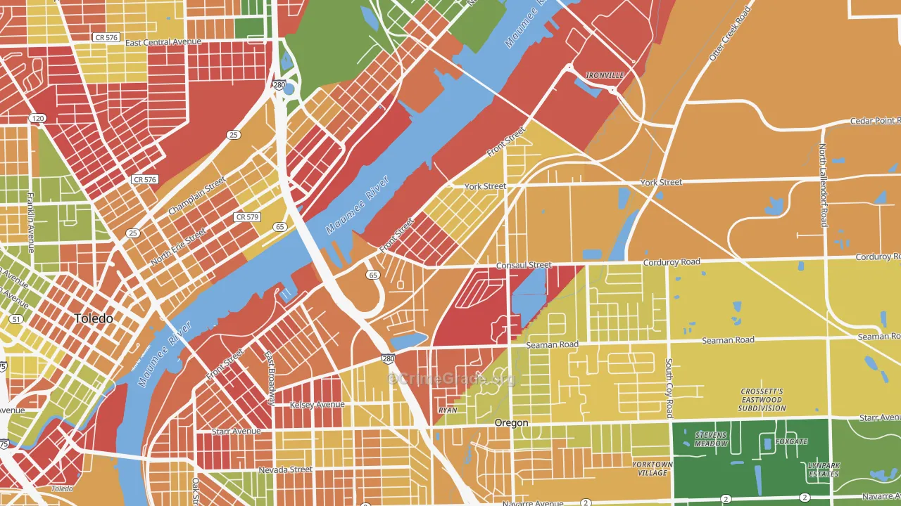 Birmingham, Toledo, OH Map of Arson Rates