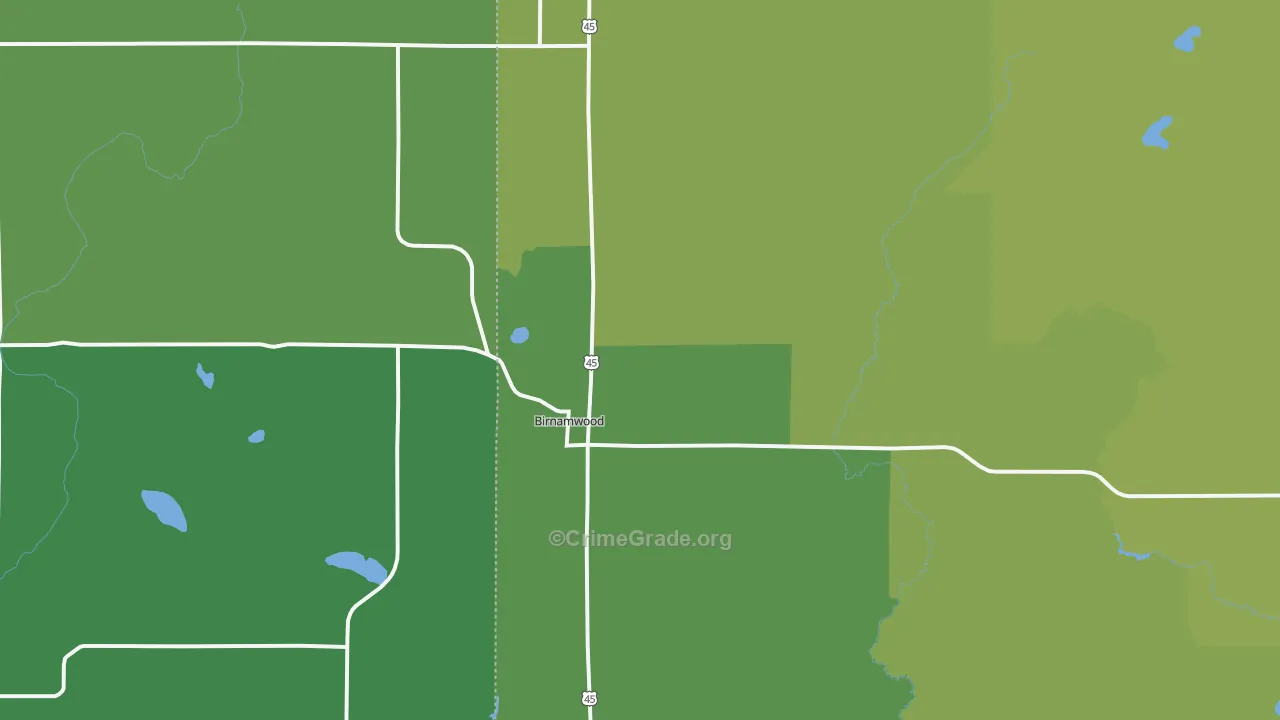 Birnamwood, WI Map of Arson Rates