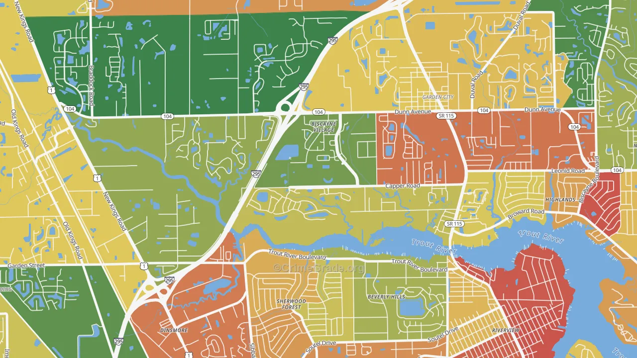 Biscayne Terrace, Jacksonville, FL Map of Arson Rates