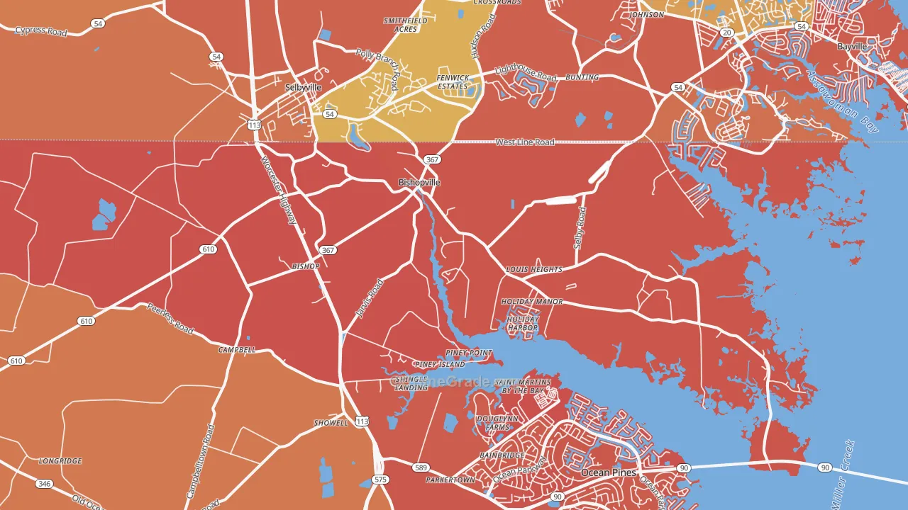 Bishopville, MD Map of Arson Rates