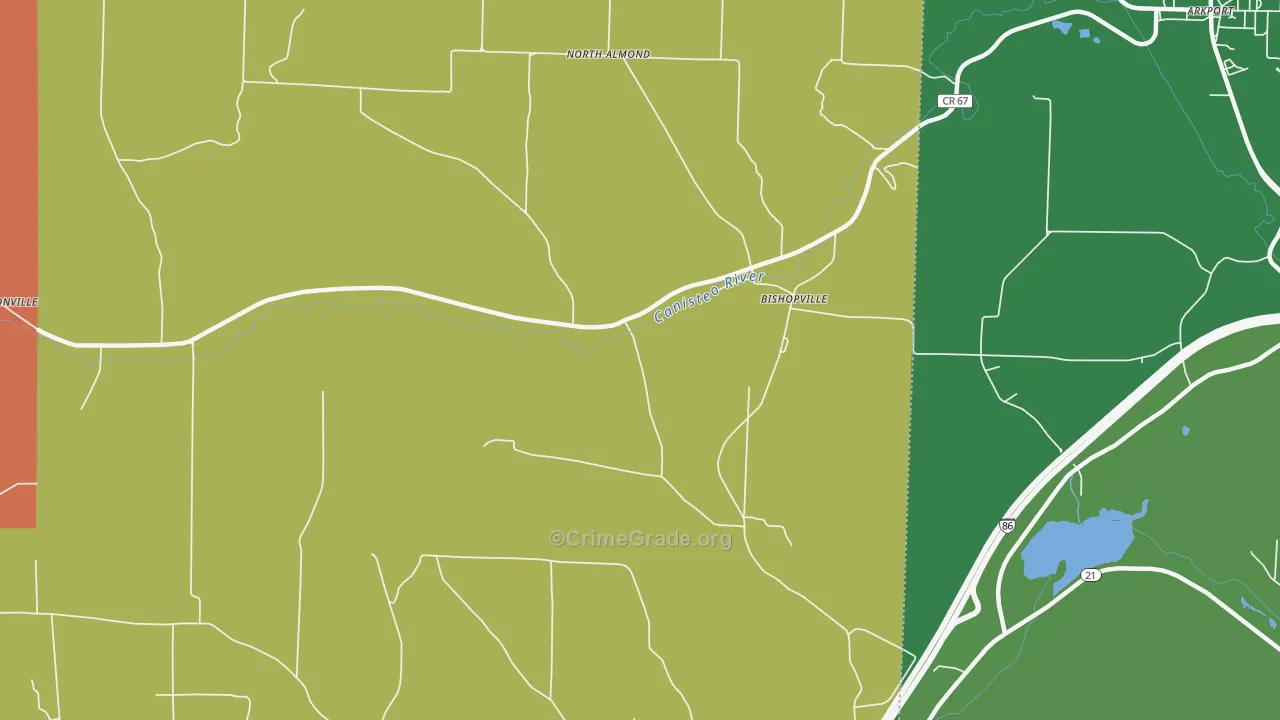 Bishopville, NY Map of Arson Rates
