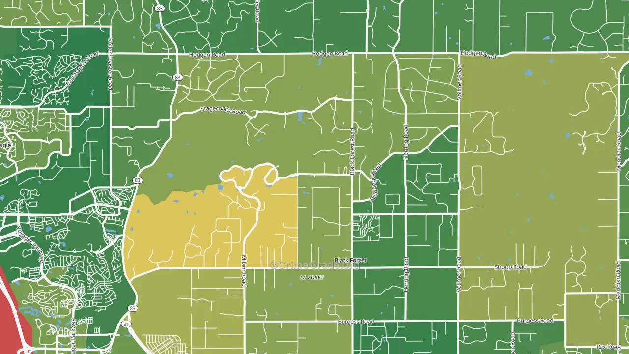 Black Forest, Colorado Springs, CO Map of Arson Rates