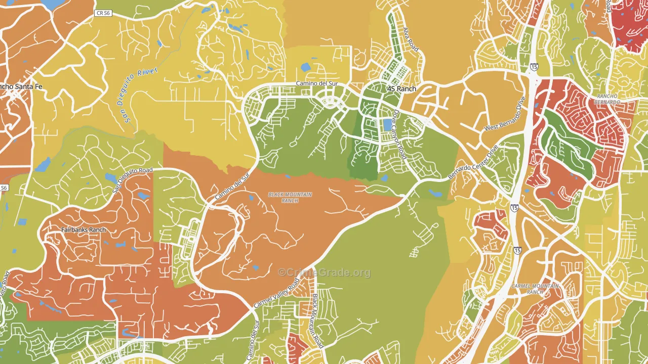 Black Mountain Ranch, San Diego, CA Map of Arson Rates