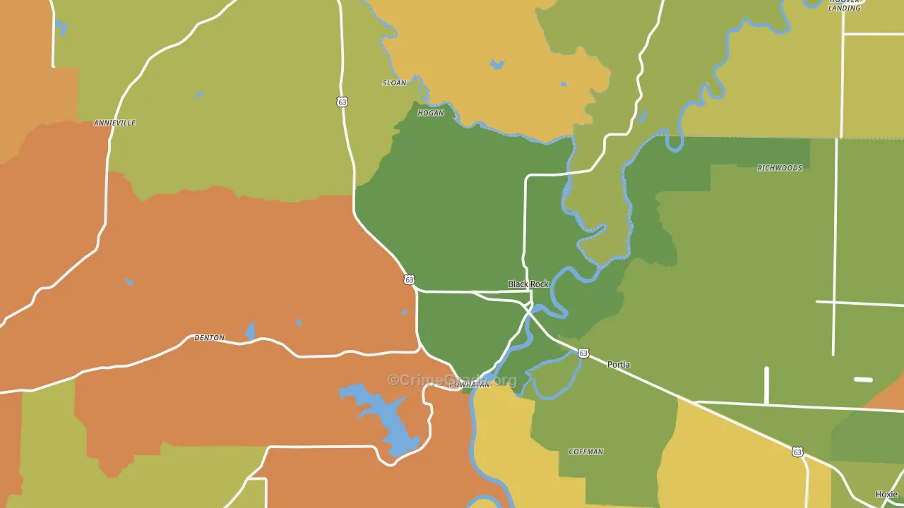 Black Rock, AR Map of Arson Rates