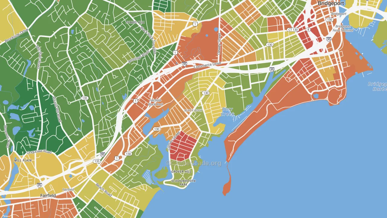 Black Rock, Bridgeport, CT Map of Arson Rates