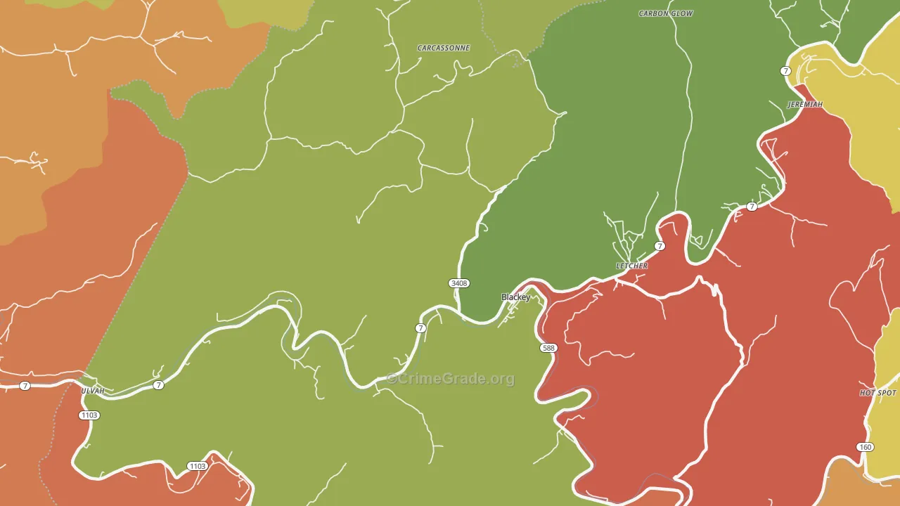 Blackey, KY Map of Arson Rates