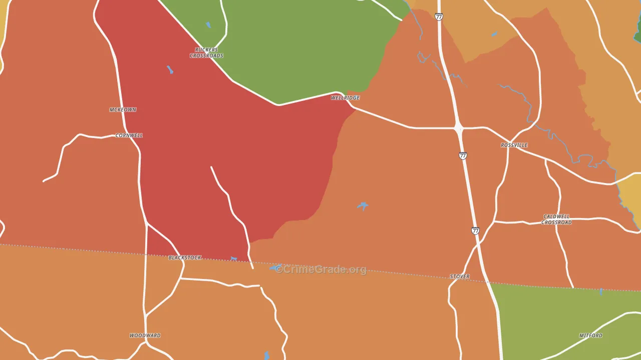 Blackstock, SC Map of Arson Rates