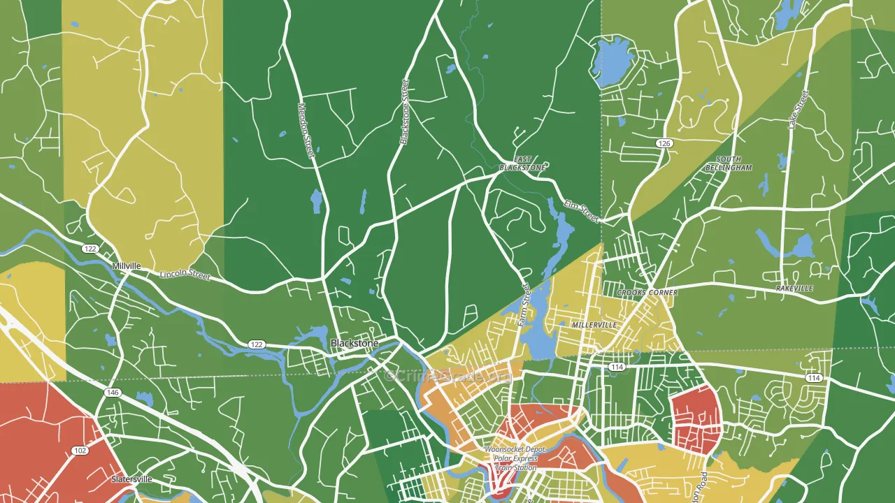 Blackstone, MA Map of Arson Rates