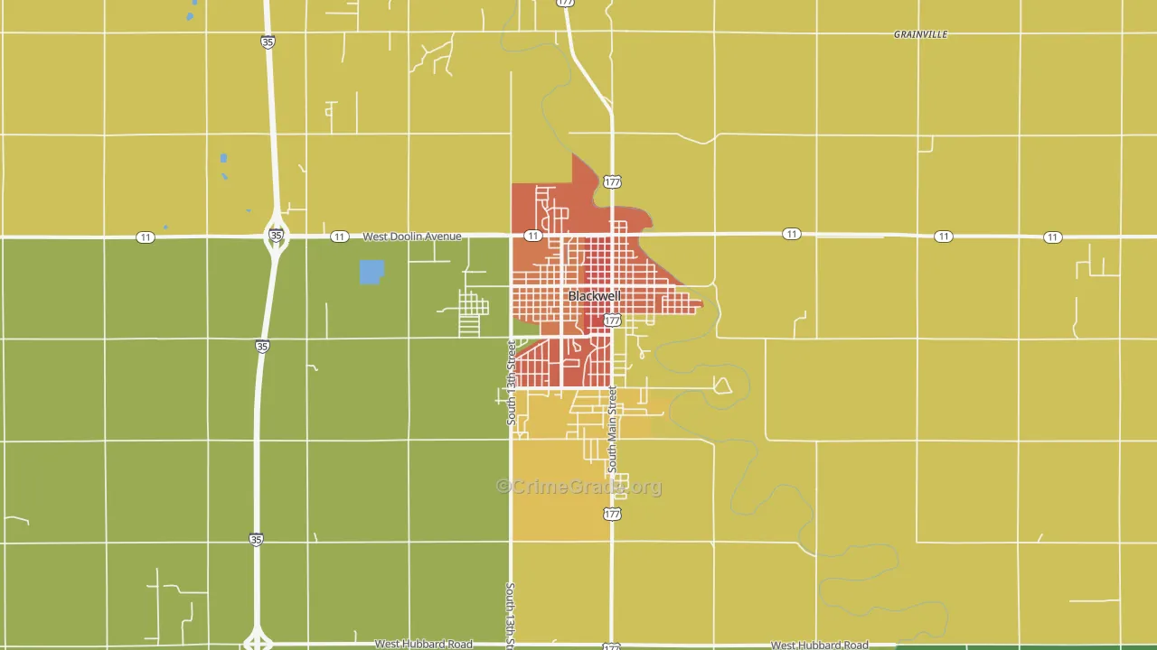 Blackwell, OK Map of Arson Rates