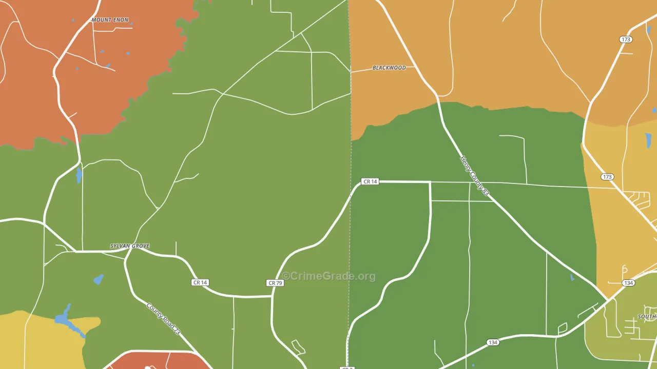 Blackwood, AL Map of Arson Rates