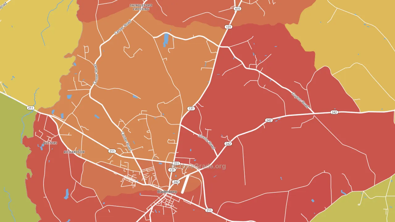 Bladenboro, NC Map of Arson Rates