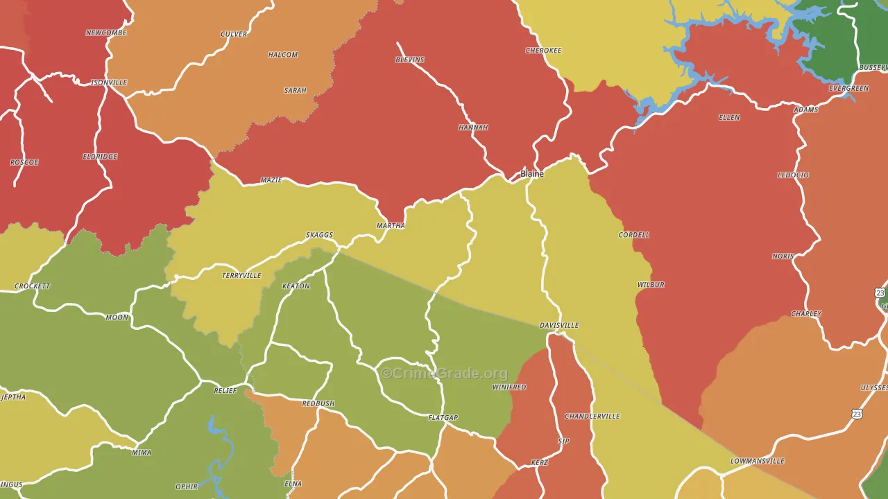 Blaine, KY Map of Arson Rates