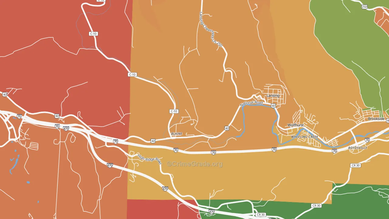 Blaine, OH Map of Arson Rates