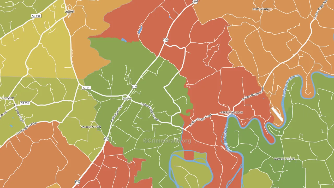 Blaine, TN Map of Arson Rates