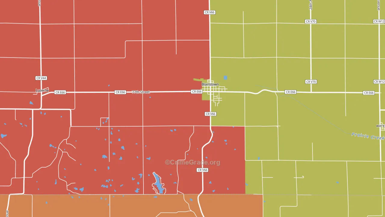 Blairstown, IA Map of Arson Rates