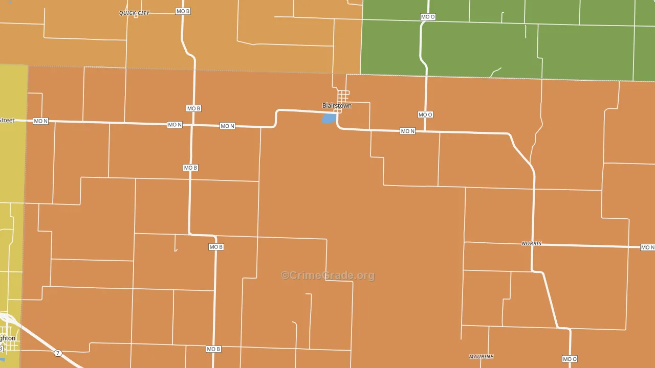 Blairstown, MO Map of Arson Rates