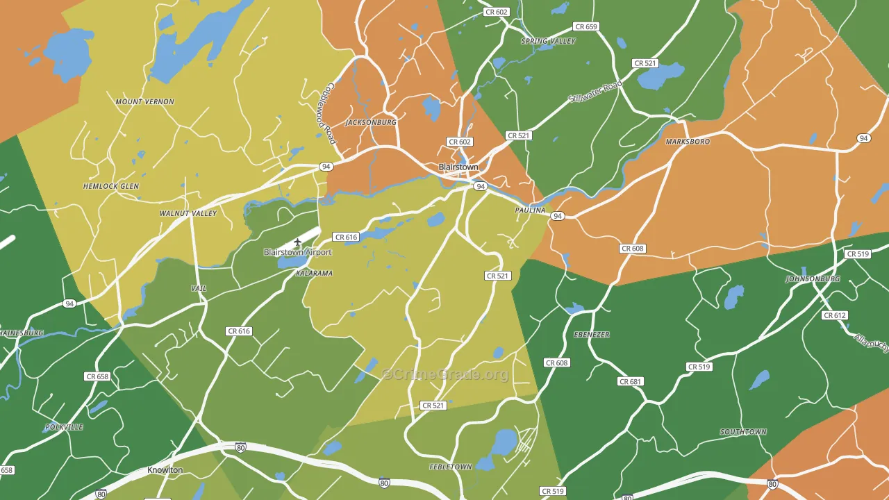 Blairstown, NJ Map of Arson Rates