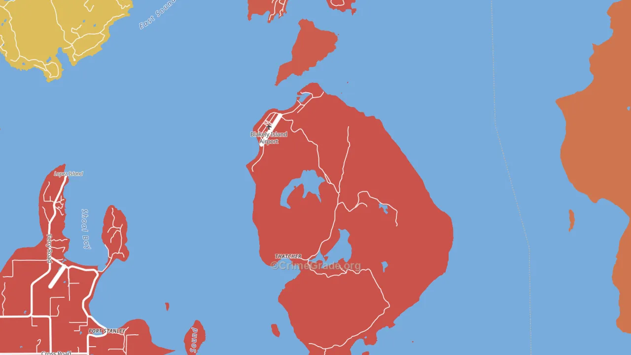 Blakely Island, WA Map of Arson Rates