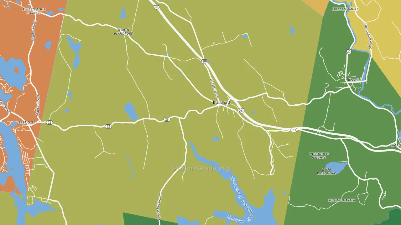 Blandford, MA Map of Arson Rates