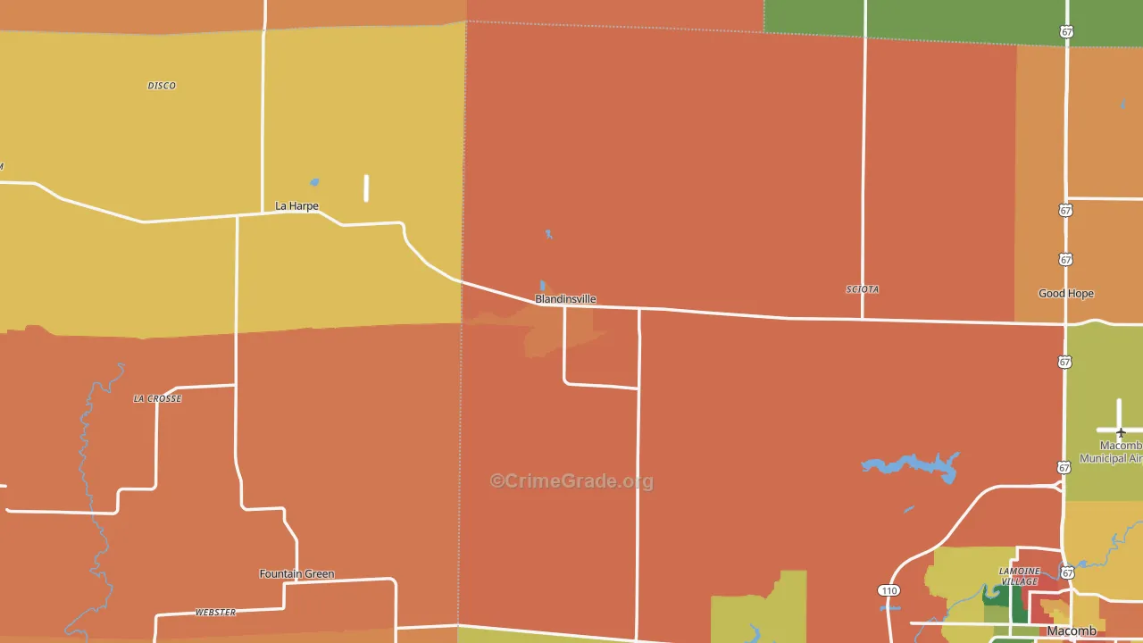 Blandinsville, IL Map of Arson Rates