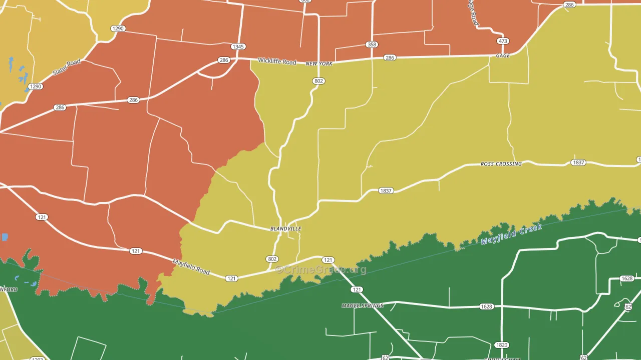 Blandville, KY Map of Arson Rates