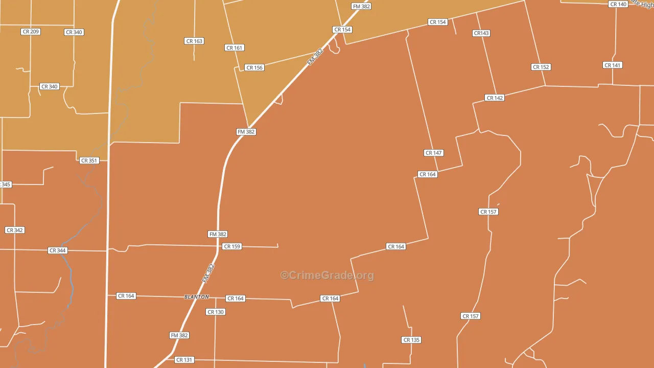 Blanton, TX Map of Arson Rates