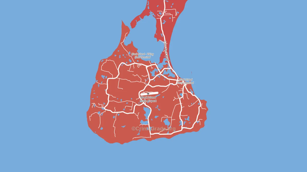 Block Island, RI Map of Arson Rates