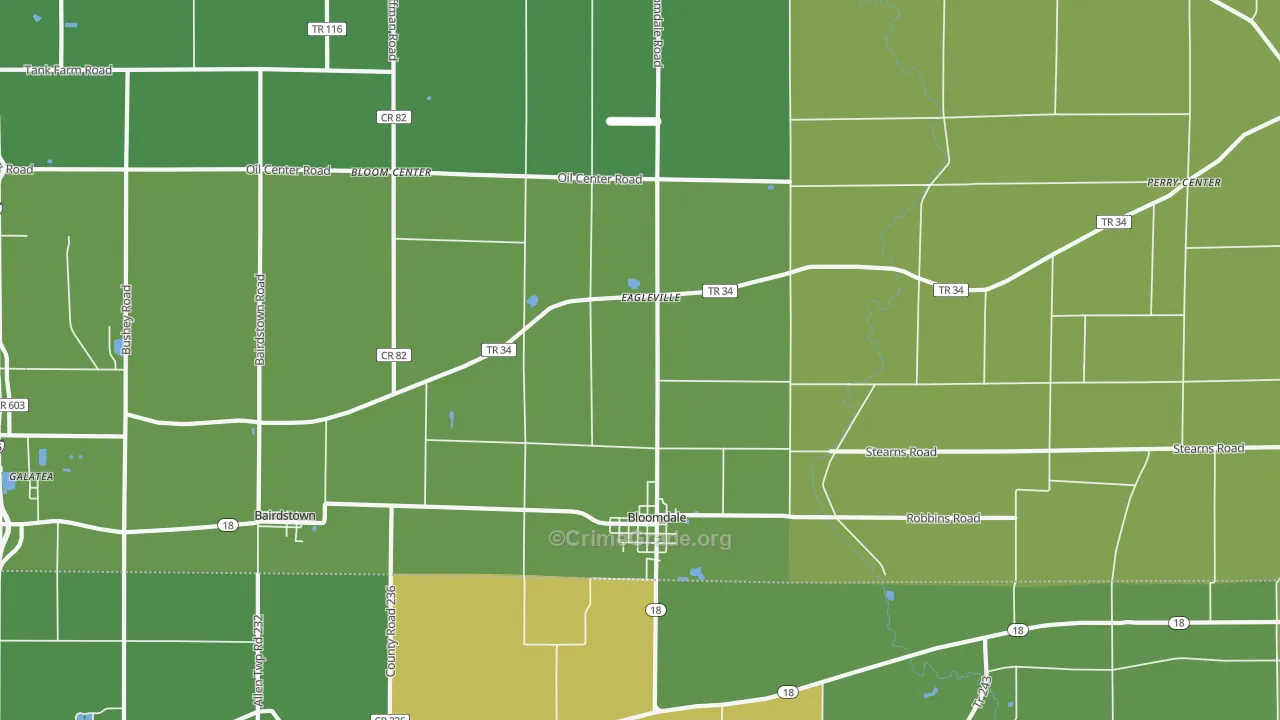 Bloomdale, OH Map of Arson Rates