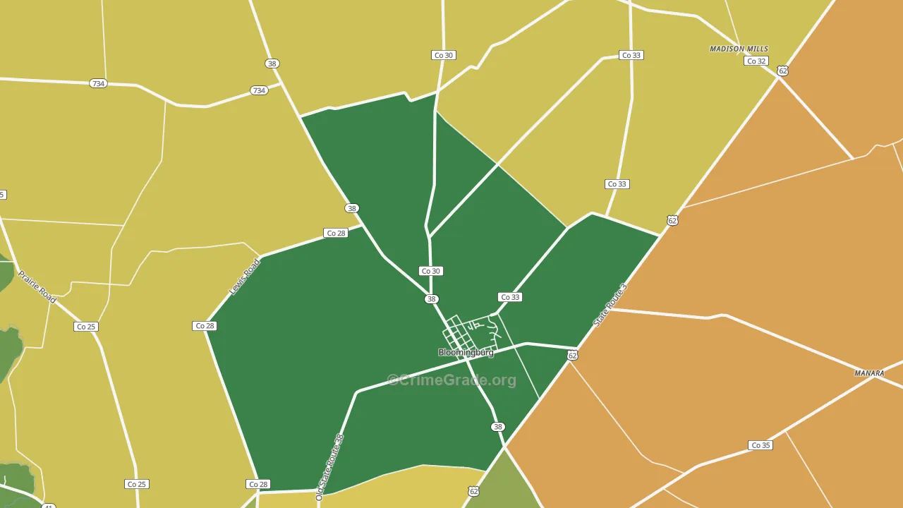 Bloomingburg, OH Map of Arson Rates