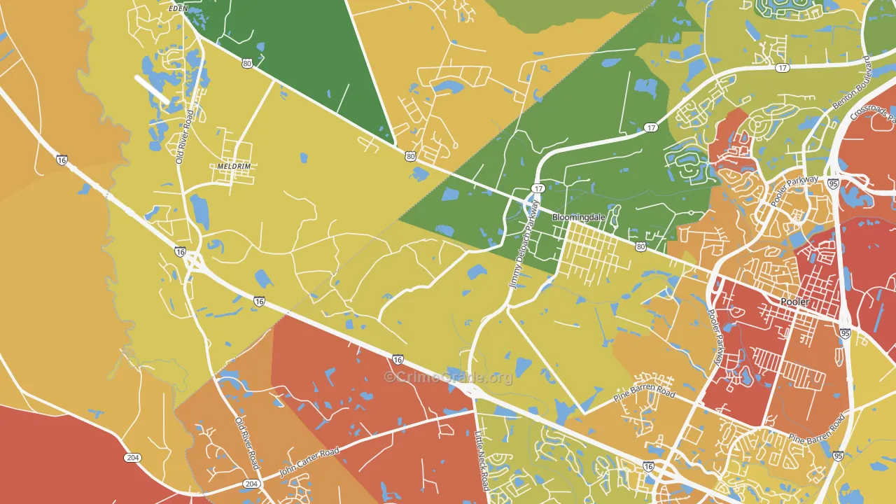 Bloomingdale, GA Map of Arson Rates