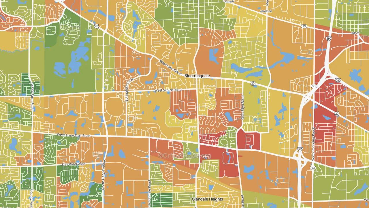 Bloomingdale, IL Map of Arson Rates