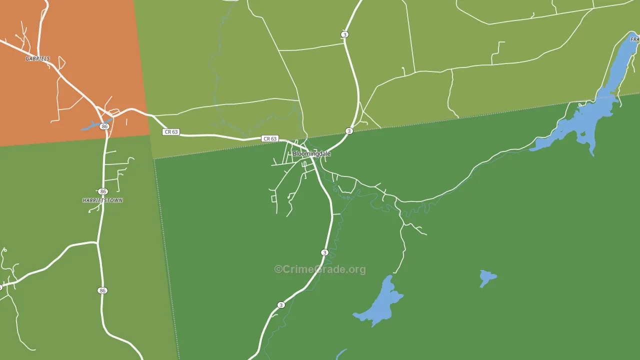 Bloomingdale, NY Map of Arson Rates