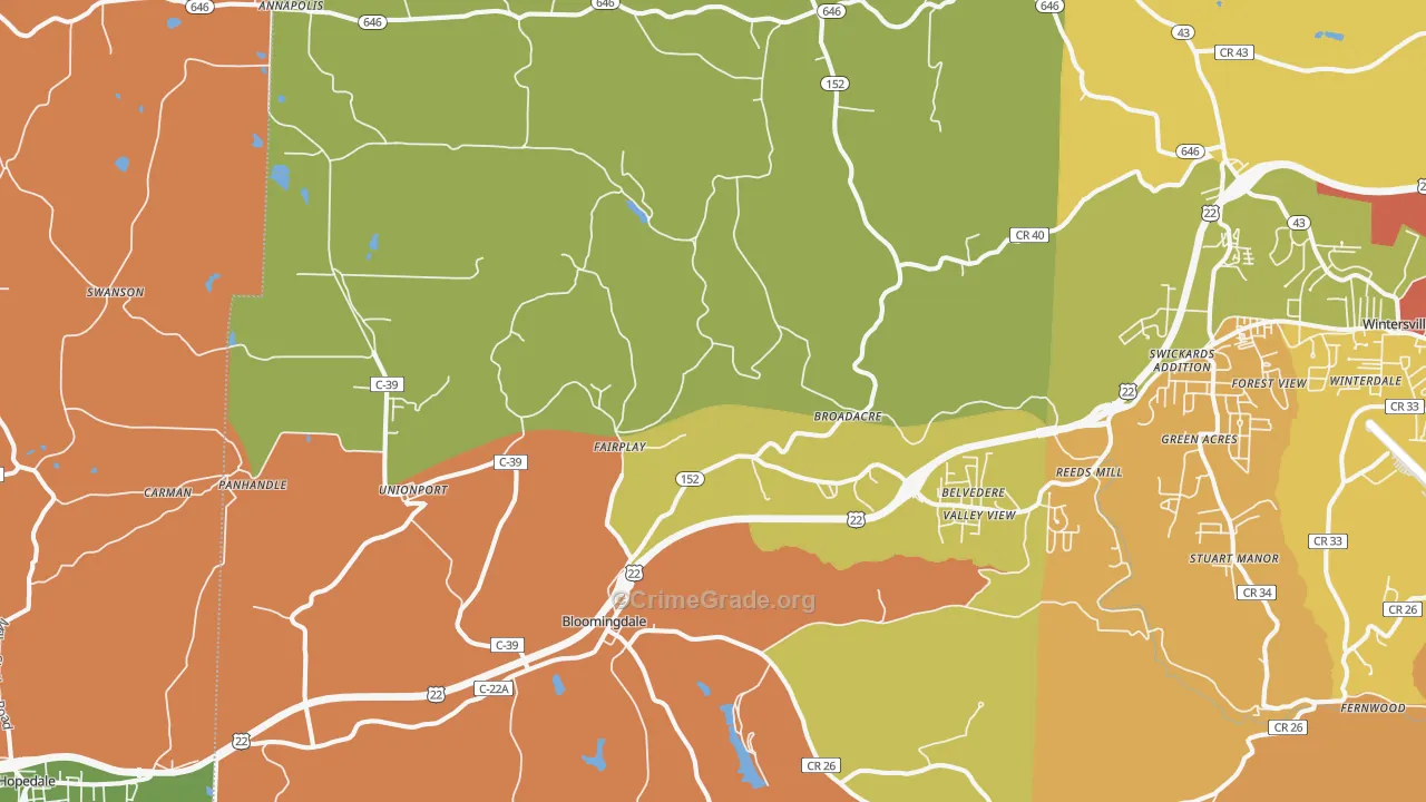 Bloomingdale, OH Map of Arson Rates
