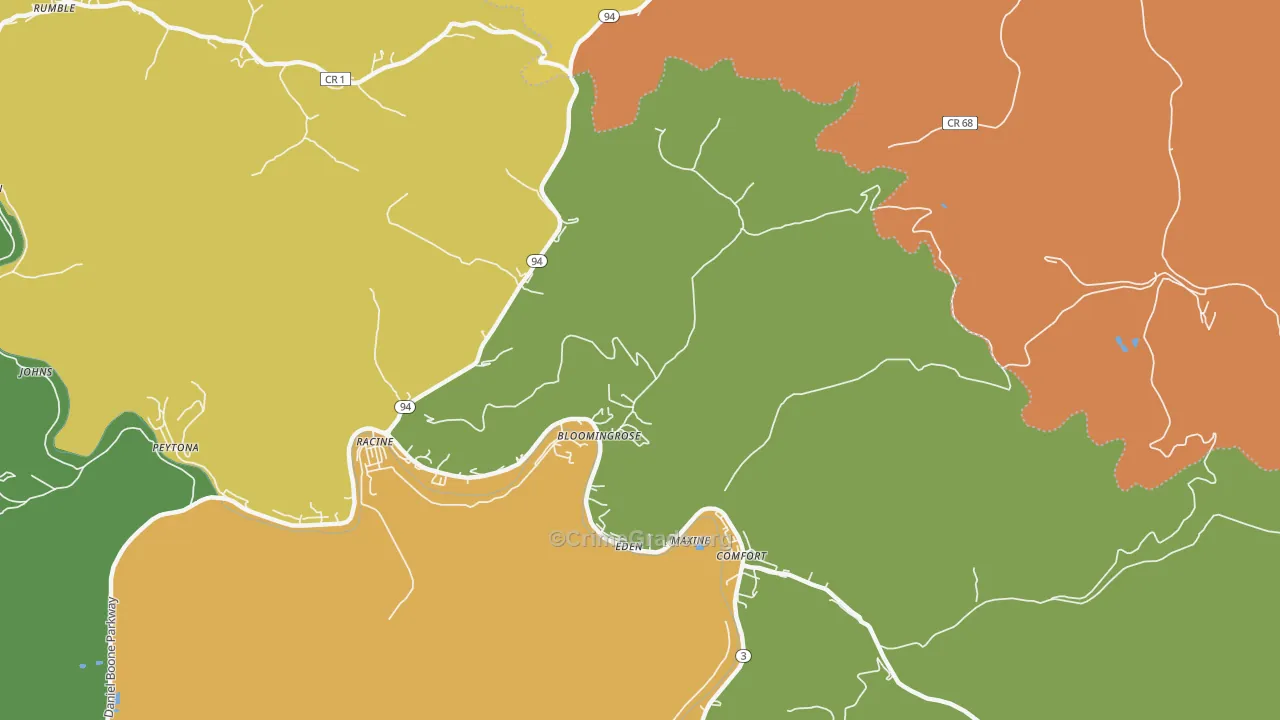 Bloomingrose, WV Map of Arson Rates