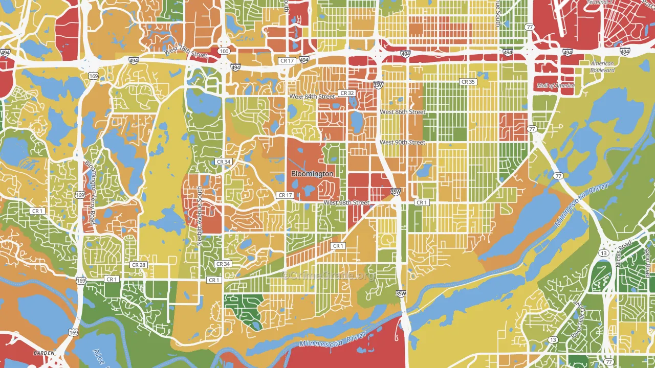 Bloomington, MN Map of Arson Rates